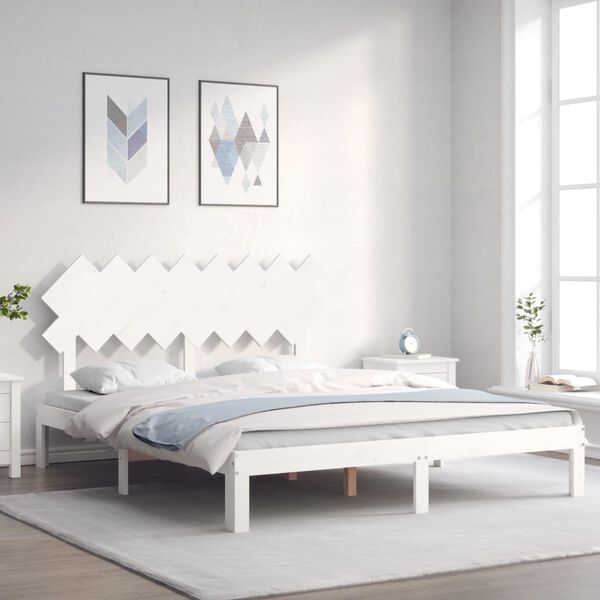vidaXL Cama sem colch&atilde;o 160x200 cm madeira de pinho maci&ccedil;a branco