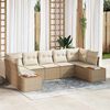 vidaXL Conjunto de Sof&aacute; de Jardim 7 pcs Bege e Creme Polirattan