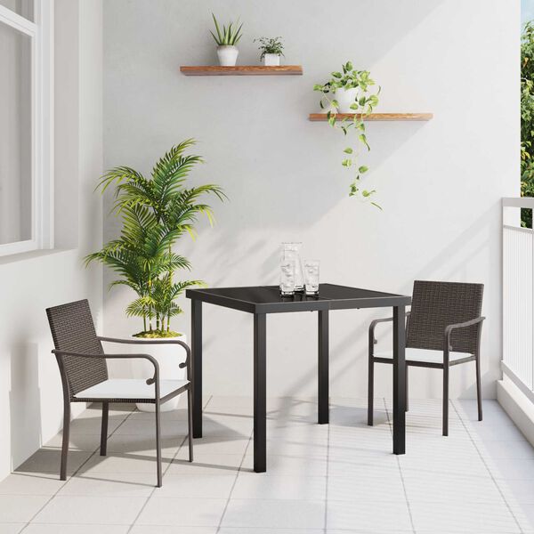 vidaXL Conjunto de Jantar para Jardim 3 pcs Marrom e Preto