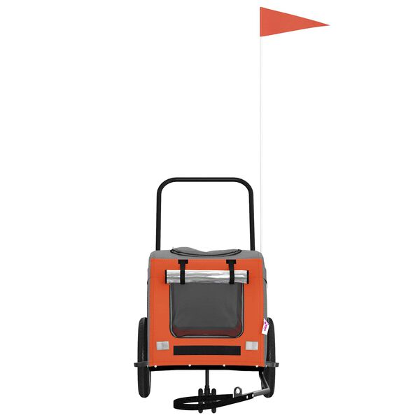 vidaXL Atrelado de bicicleta para animais de estima&ccedil;&atilde;o Laranja e Cinza