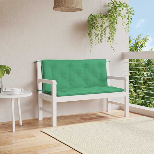vidaXL Almofadão p/ banco jardim 120x(50+50)x7cm tecido oxford verde