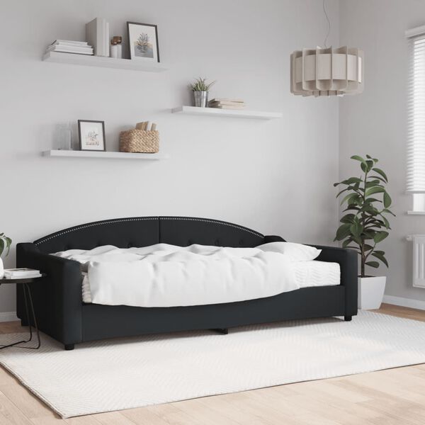 vidaXL Sof&aacute;-cama com colch&atilde;o 100x200 cm tecido preto