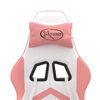 vidaXL Cadeira gaming giratória c/ apoio pés couro artif. branco/rosa