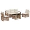 vidaXL Conjunto de Sof&aacute; de Jardim 6 unid. Bege e Branco Creme vime PE
