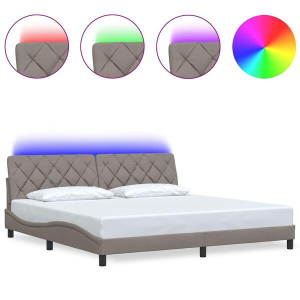 vidaXL Estrutura de cama com LED sem colch&atilde;o 200x200 cm tecido