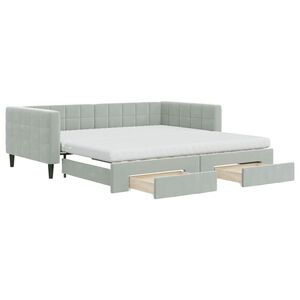 vidaXL Sof&aacute;-cama c/ gavet&atilde;o e gavetas 100x200 cm veludo cinzento-claro