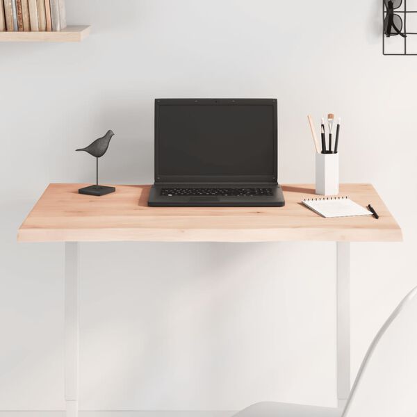 vidaXL Tampo de mesa c/ bordas vivas carvalho maci&ccedil;o n&atilde;o tratado