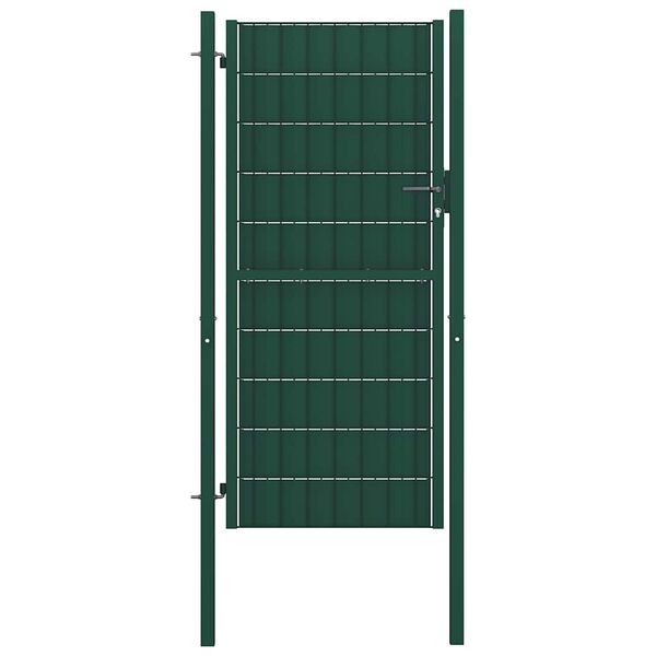 vidaXL Port&atilde;o de cerca em PVC e a&ccedil;o 100x204 cm verde