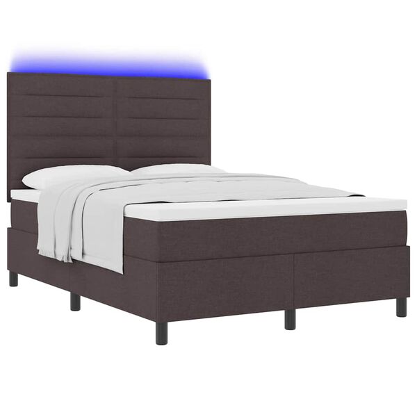 vidaXL Cama Box com colch&atilde;o Castanho escuro 140 x 190 cm tecido