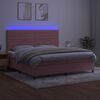 vidaXL Cama box spring c/ colch&atilde;o/LED 200x200 cm veludo rosa
