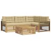 vidaXL Conjunto de Sof&aacute;s para Exterior 6 unid. Branco e Bege Poli&eacute;ster