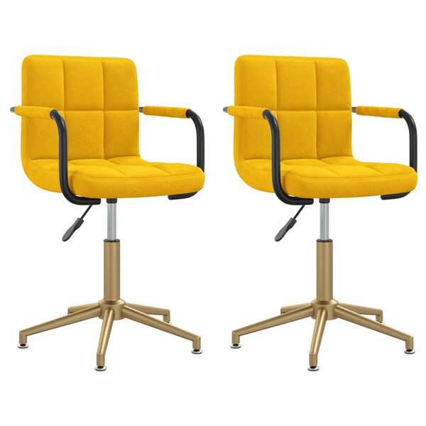 vidaXL Cadeiras de jantar girat&oacute;rias 2 pcs veludo amarelo mostarda