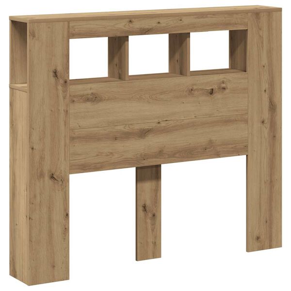 vidaXL Cabeceira com luzes LED derivados de madeira carvalho artisiano