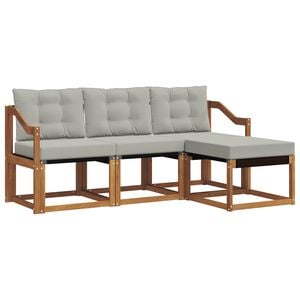 vidaXL Conjunto de Sof&aacute;s para Exterior 4 pcs Cinza Natural e Claro