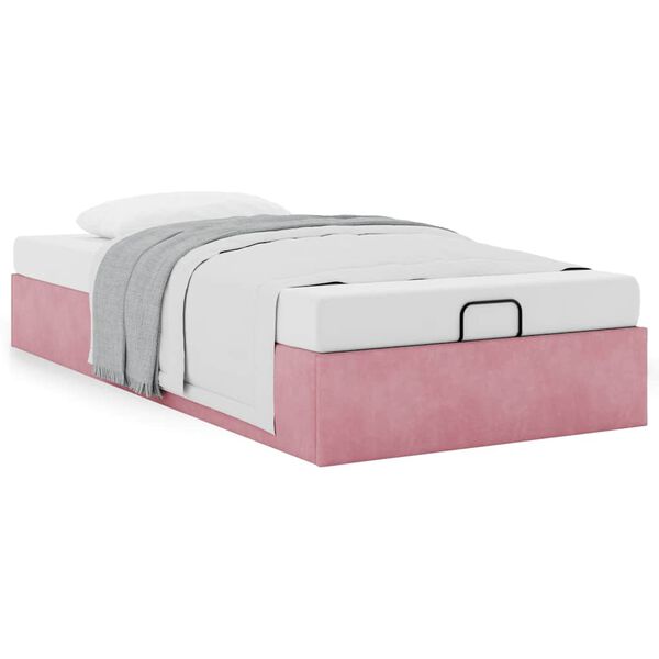vidaXL Otomano Bed Frame No Colch&atilde;o Rosa 100x200 cm Veludo