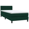 vidaXL Cama box spring c/ colch&atilde;o e LED verde-escuro 80x220 cm veludo
