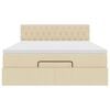 vidaXL Cama Otomana com Colch&atilde;o & LEDs Creme 140x190cm Tecido
