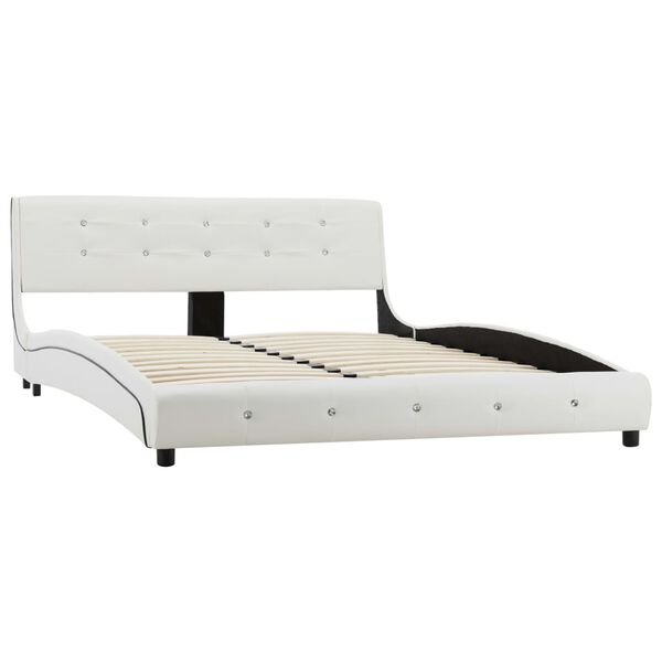 vidaXL Cama com colch&atilde;o 140x200cm couro artificial branco