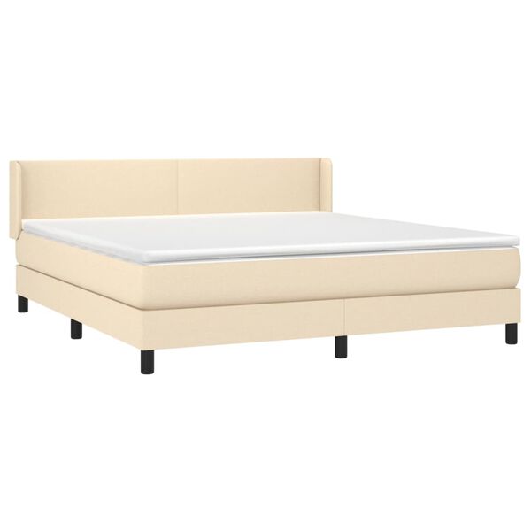 vidaXL Cama com molas/colch&atilde;o 160x200 cm tecido cor creme