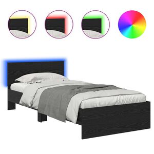 vidaXL Estrutura da Cama com fitas LED Carvalho Preto 100 x 200 cm