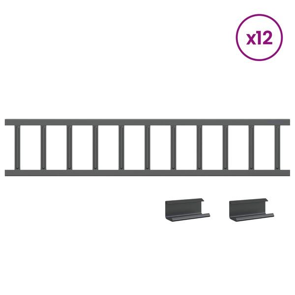 vidaXL Guarda de Neve para Telhado Antracite 1200 x 2,5 x 20 cm A&ccedil;o