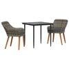 vidaXL Conjunto de Jantar para Jardim 3 unid. Cinzeto vime PE