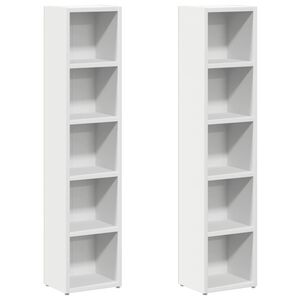 vidaXL Arm&aacute;rios para CD 2 pcs 21x16x93,5 cm contraplacado branco