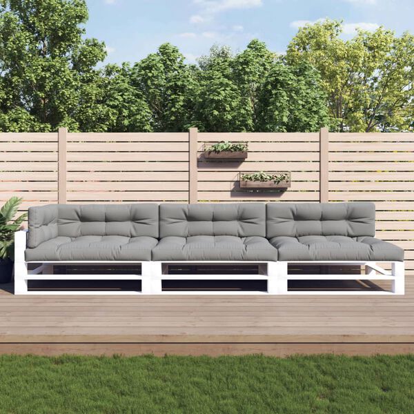 vidaXL Almofad&otilde;es para m&oacute;veis de paletes 7 pcs tecido cinzento