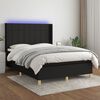 vidaXL Cama box spring c/ colch&atilde;o e LED 140x190 cm tecido preto