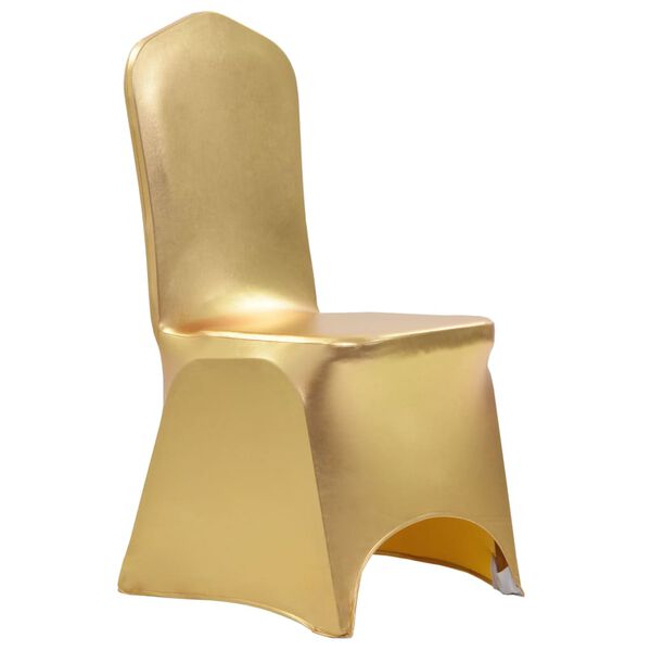 vidaXL Capas el&aacute;sticas para cadeiras 6 pcs dourado