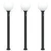 vidaXL Lumin&aacute;rias de balizamento com sensor, 3 unidades, 120 cm, pretas, IP44