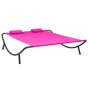 vidaXL Espregui&ccedil;adeira de exterior em tecido cor-de-rosa