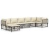 vidaXL 7 pcs conjunto lounge de jardim c/ almofad&otilde;es vime PE antracite