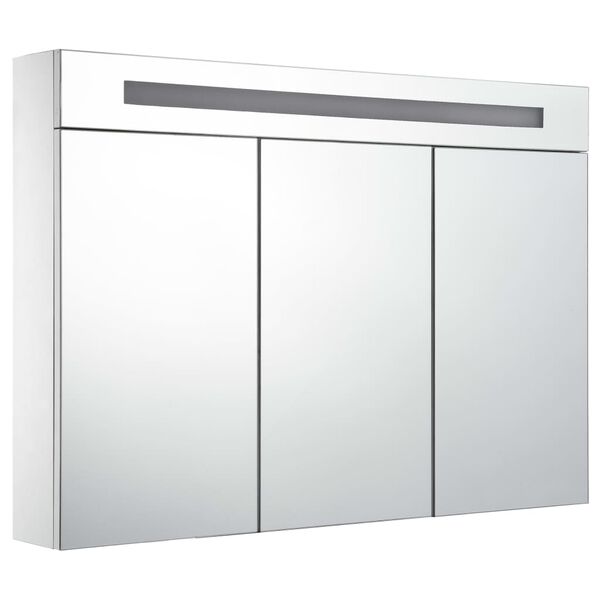 vidaXL Arm&aacute;rio espelhado para casa de banho com LED 88x13x62 cm