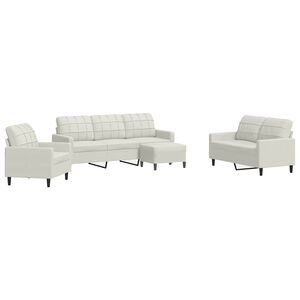 vidaXL 4 pcs conjunto de sof&aacute;s com almofad&otilde;es veludo cor creme