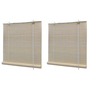 vidaXL Estores de rolo em bambu natural 2 pcs 120x160 cm