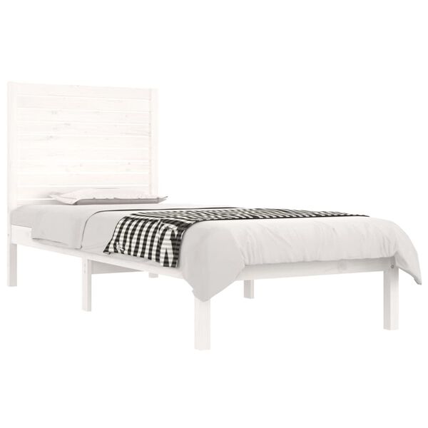 vidaXL Estrutura cama pequena solteiro 75x190 cm madeira maciça branco