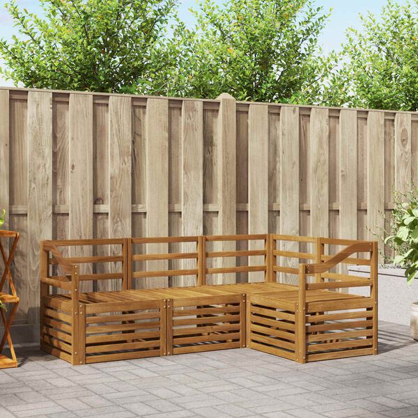 vidaXL Conjuntos de sof&aacute;s 4 pcs Natural Madeira S&oacute;lida de Ac&aacute;cia