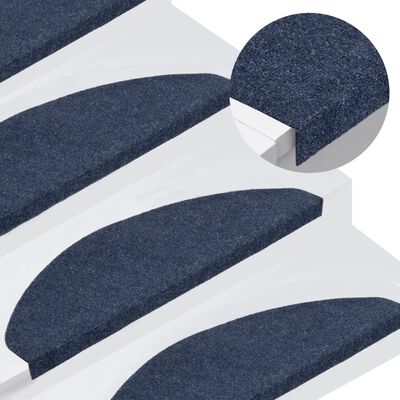 vidaXL Tapetes de escada autoadesivos 15 pcs 65x22,5x3,5 cm azul