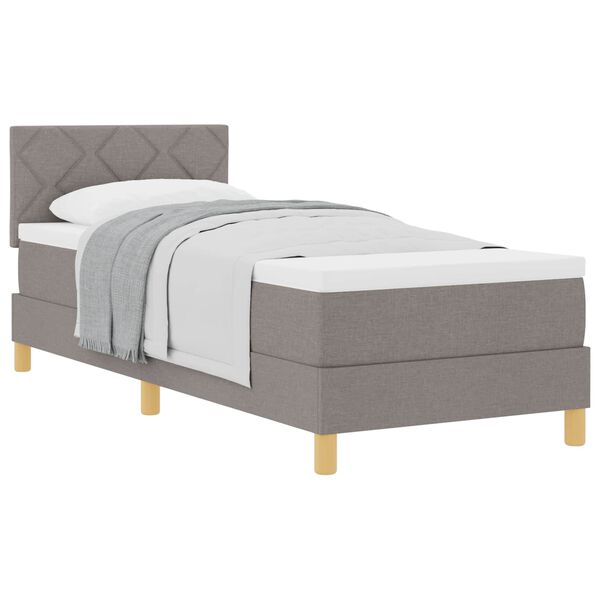 vidaXL Cama Box com colch&atilde;o Cinzento-acastanhado 90 x 190 cm tecido