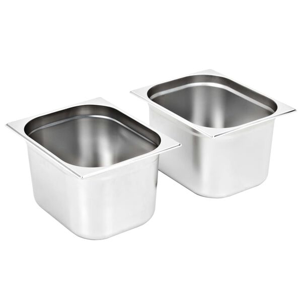 vidaXL Recipientes gastronorm 2 pcs GN 1/2 200 mm aço inoxidável