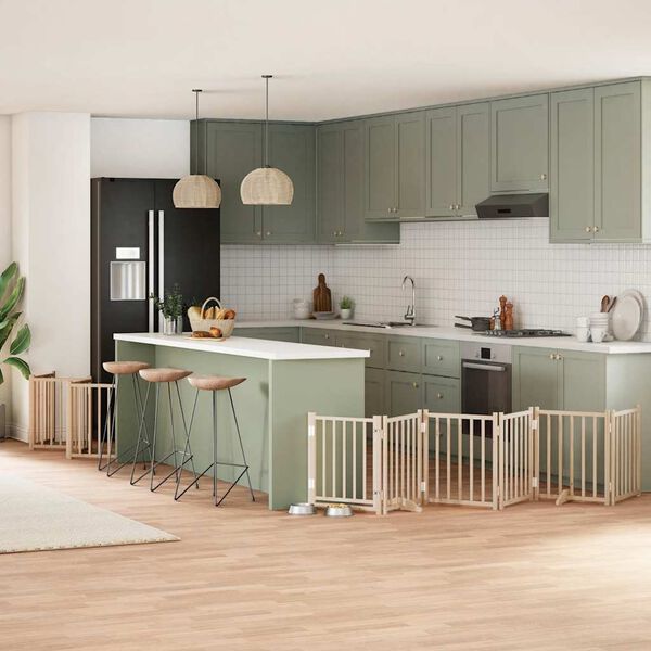 vidaXL Port&atilde;o para c&atilde;es com porta dobr&aacute;vel 12 pain&eacute;is 600 cm &aacute;lamo