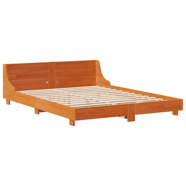 vidaXL Cama sem colch&atilde;o 135x190 cm madeira pinho maci&ccedil;a castanho-mel