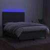vidaXL Cama box spring c/ colch&atilde;o e LED 140x190 cm tecido cinza-escuro