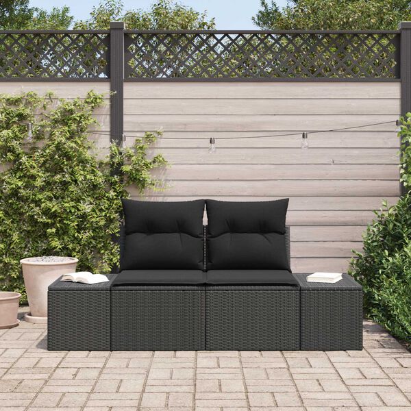 vidaXL Sofá de jardim Preto 123 x 62 x 69cm vime PE
