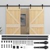 vidaXL Porta Deslizante 2 pcs Natural e Preto Madeira de Pinho Maci&ccedil;a