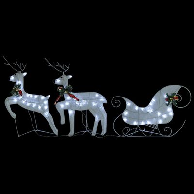 vidaXL Decoração de Natal renas/trenó p/ exterior 140 luzes LED branco