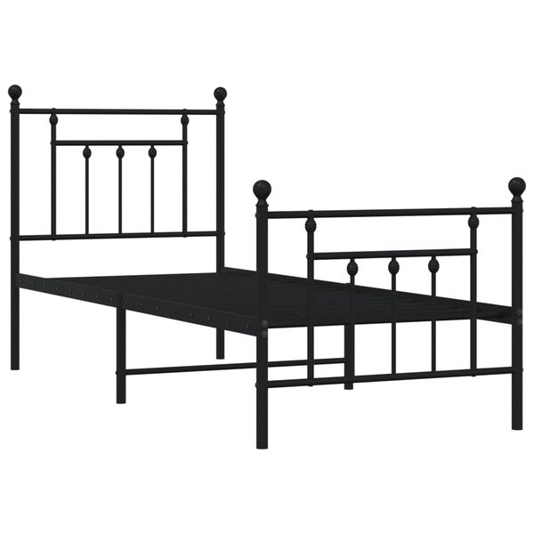 vidaXL Estrutura de cama com cabeceira e p&eacute;s 75x190 cm metal preto