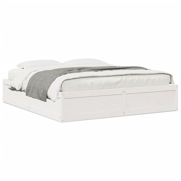 vidaXL Cama sem colch&atilde;o 200x200 cm madeira de pinho maci&ccedil;a branco