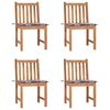 vidaXL Cadeiras de jardim c/ almofad&otilde;es 4 pcs madeira de teca maci&ccedil;a